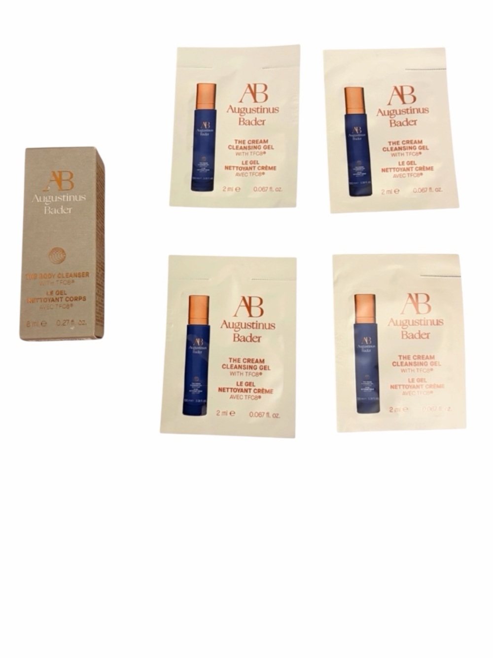 AUGUSTINUS BADER Lot 4X The Cream Cleansing Gel and 1x Body Cleanser New Travel